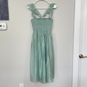 Madewell Mint Green Ruffle-Strap Smocked Dress